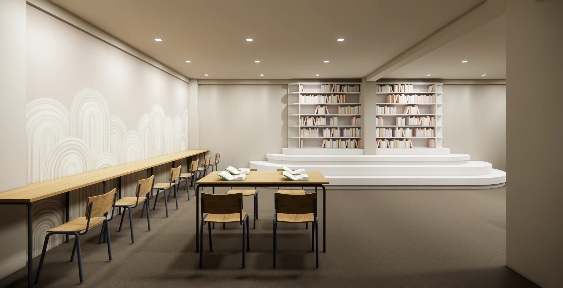 Focused study library with individual desks at Areca PG, Ahmedabad