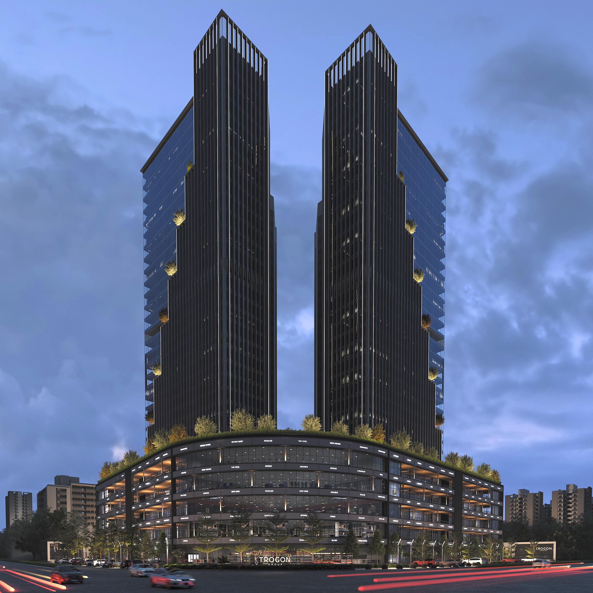 Trogon Twin Towers — Grade-A corporate towers at Vaishnodevi Circle, SG Highway Ahmedabad