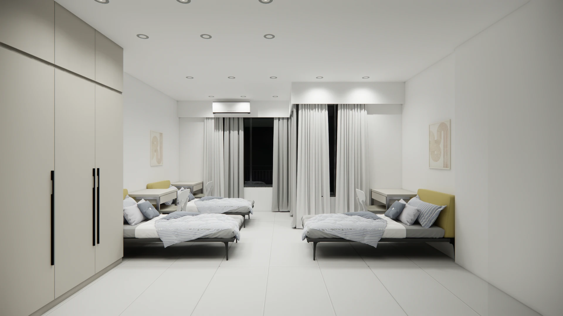 Triple sharing common area